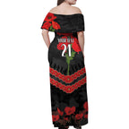 Custom Magpies Football Family Matching Off Shoulder Maxi Dress and Hawaiian Shirt ANZAC Lest We Forget