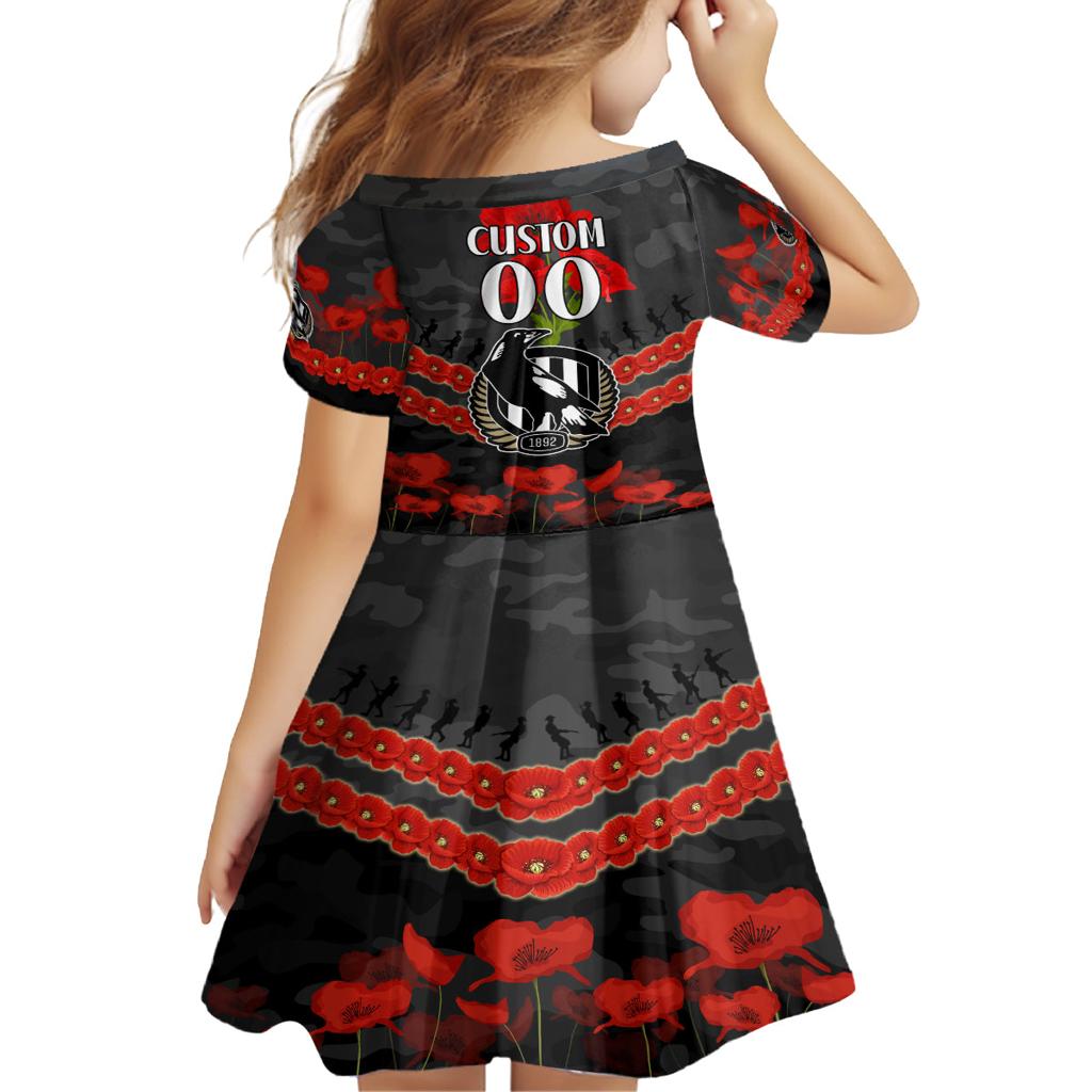 Custom Magpies Football Family Matching Off Shoulder Short Dress and Hawaiian Shirt ANZAC Lest We Forget