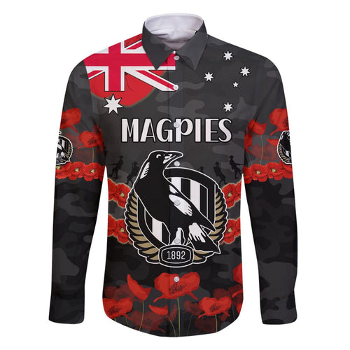 Custom Magpies Football Family Matching Off Shoulder Short Dress and Hawaiian Shirt ANZAC Lest We Forget