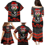 Custom Magpies Football Family Matching Puletasi and Hawaiian Shirt ANZAC Lest We Forget