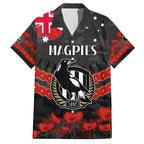 Custom Magpies Football Family Matching Puletasi and Hawaiian Shirt ANZAC Lest We Forget