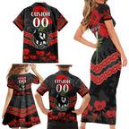 Custom Magpies Football Family Matching Short Sleeve Bodycon Dress and Hawaiian Shirt ANZAC Lest We Forget