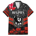 Custom Magpies Football Family Matching Short Sleeve Bodycon Dress and Hawaiian Shirt ANZAC Lest We Forget