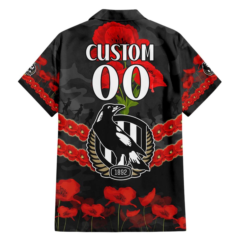Custom Magpies Football Family Matching Short Sleeve Bodycon Dress and Hawaiian Shirt ANZAC Lest We Forget