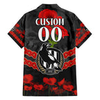 Custom Magpies Football Family Matching Short Sleeve Bodycon Dress and Hawaiian Shirt ANZAC Lest We Forget
