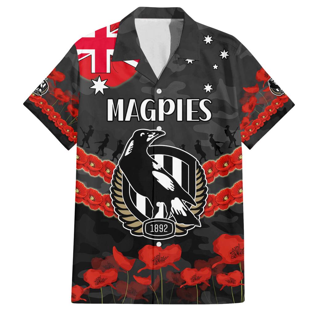 Custom Magpies Football Family Matching Summer Maxi Dress and Hawaiian Shirt ANZAC Lest We Forget