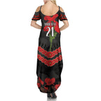 Custom Magpies Football Family Matching Summer Maxi Dress and Hawaiian Shirt ANZAC Lest We Forget