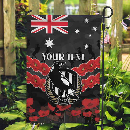 Custom Magpies Football Garden Flag ANZAC Lest We Forget