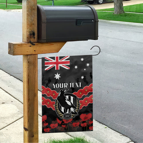 Custom Magpies Football Garden Flag ANZAC Lest We Forget