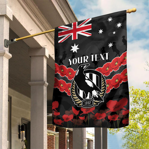 Custom Magpies Football Garden Flag ANZAC Lest We Forget