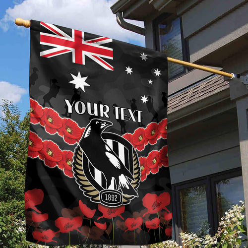 Custom Magpies Football Garden Flag ANZAC Lest We Forget