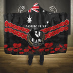 Custom Magpies Football Hooded Blanket ANZAC Lest We Forget