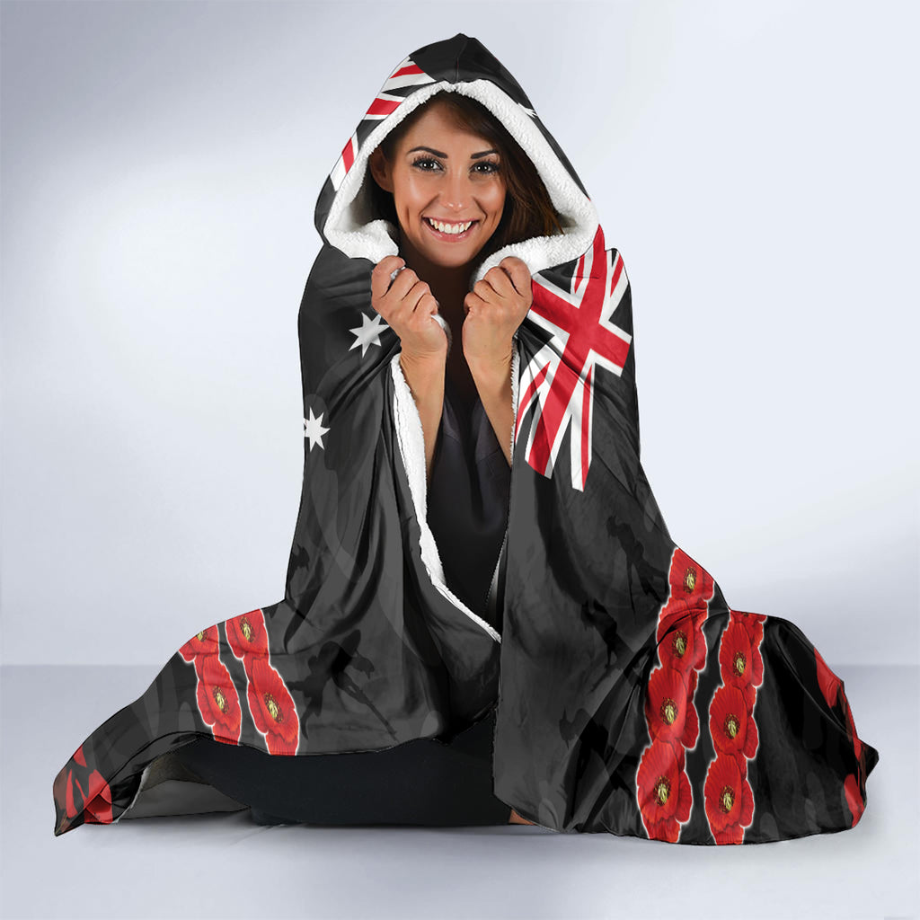 Custom Magpies Football Hooded Blanket ANZAC Lest We Forget
