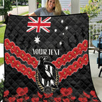 Custom Magpies Football Quilt ANZAC Lest We Forget
