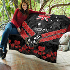 Custom Magpies Football Quilt ANZAC Lest We Forget