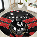 Custom Magpies Football Round Carpet ANZAC Lest We Forget