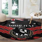 Custom Magpies Football Round Carpet ANZAC Lest We Forget