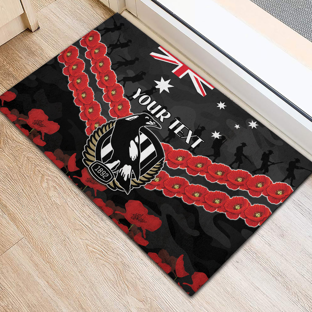 Custom Magpies Football Rubber Doormat ANZAC Lest We Forget