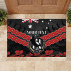 Custom Magpies Football Rubber Doormat ANZAC Lest We Forget