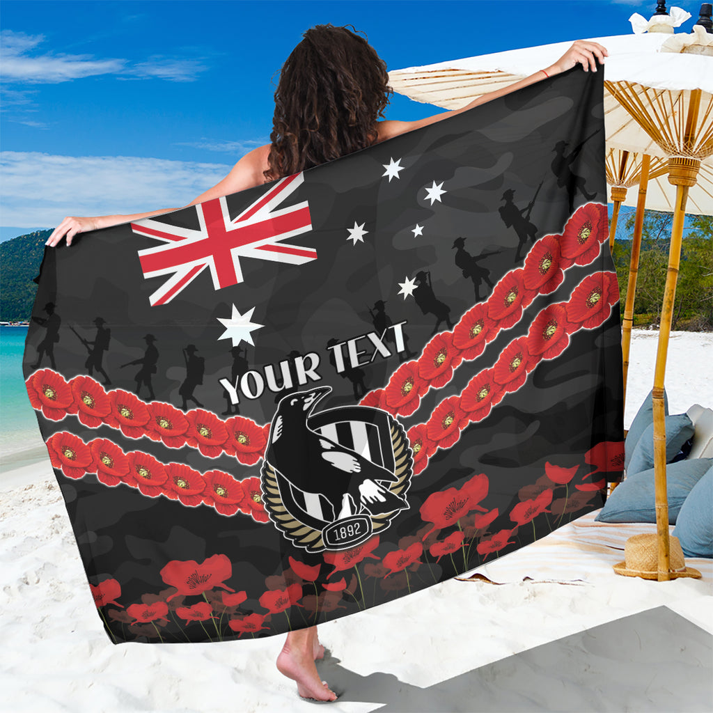 Custom Magpies Football Sarong ANZAC Lest We Forget