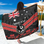 Custom Magpies Football Sarong ANZAC Lest We Forget
