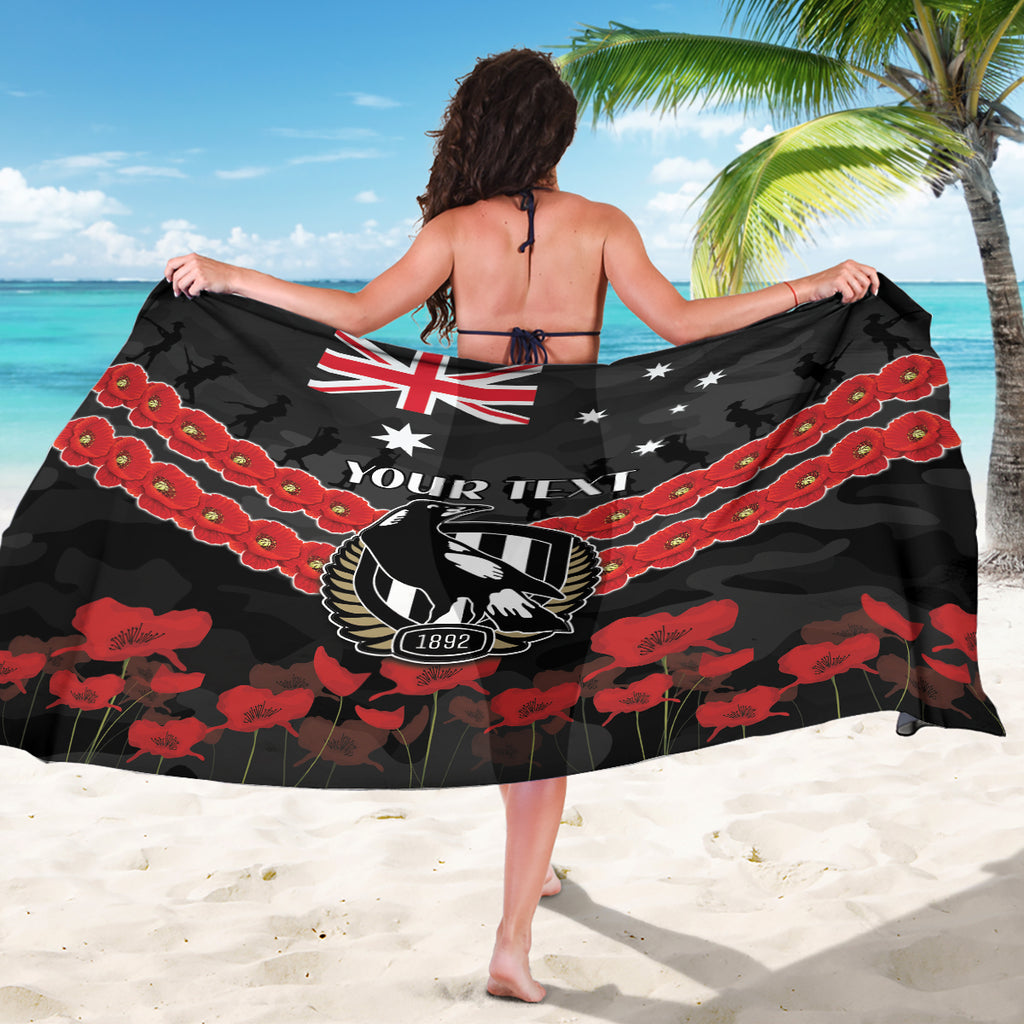 Custom Magpies Football Sarong ANZAC Lest We Forget