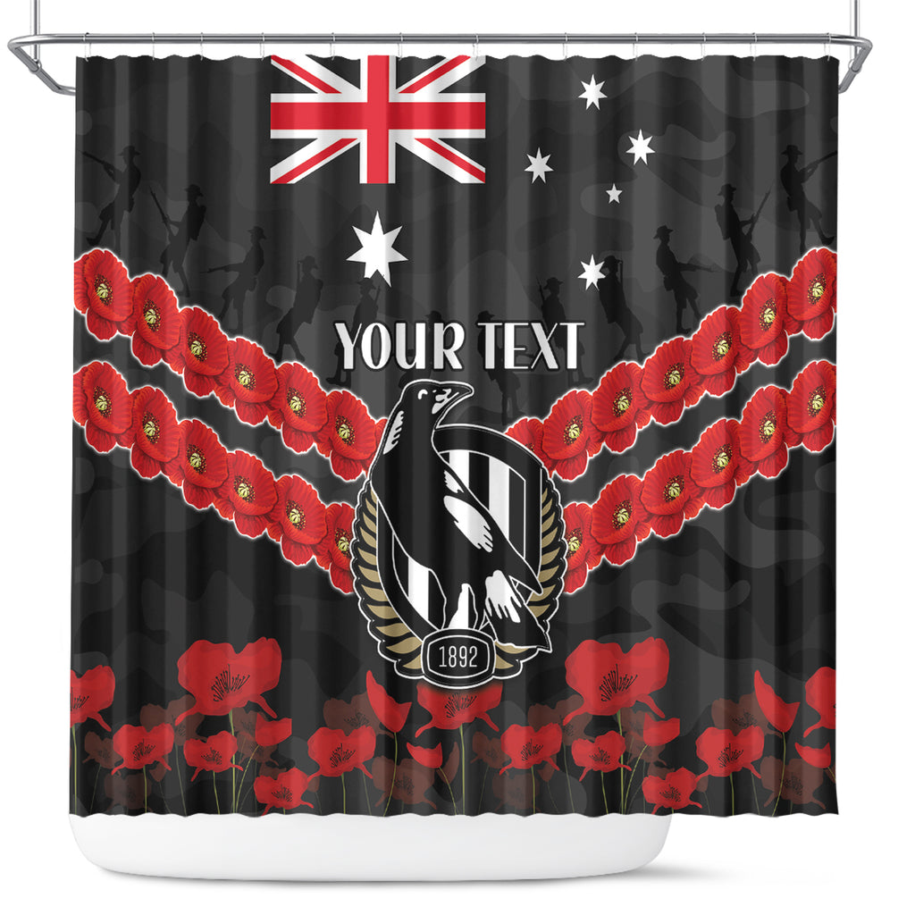 Custom Magpies Football Shower Curtain ANZAC Lest We Forget