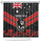 Custom Magpies Football Shower Curtain ANZAC Lest We Forget