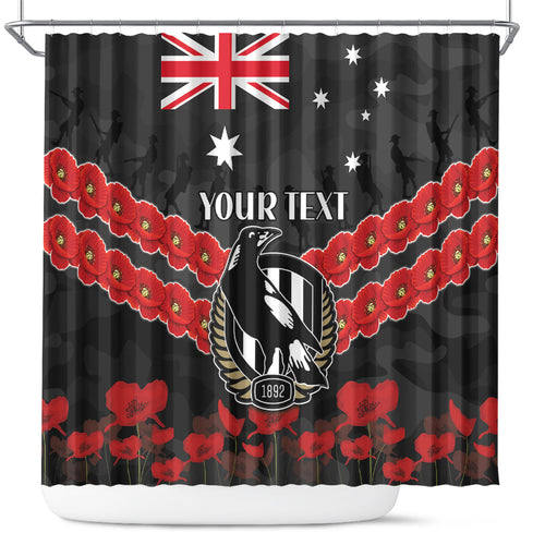 Custom Magpies Football Shower Curtain ANZAC Lest We Forget