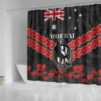 Custom Magpies Football Shower Curtain ANZAC Lest We Forget