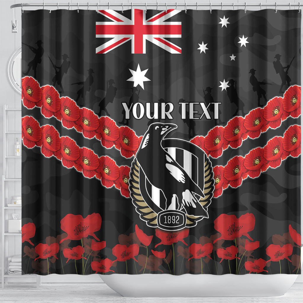 Custom Magpies Football Shower Curtain ANZAC Lest We Forget