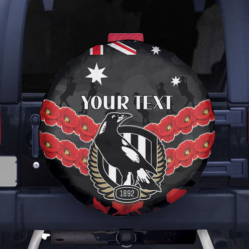 Custom Magpies Football Spare Tire Cover ANZAC Lest We Forget