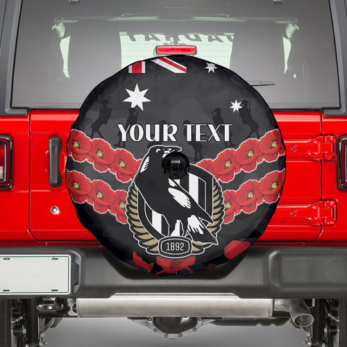 Custom Magpies Football Spare Tire Cover ANZAC Lest We Forget