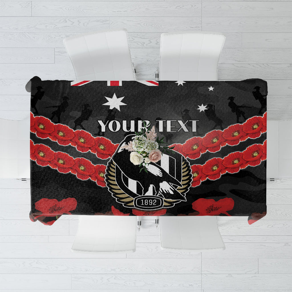 Custom Magpies Football Tablecloth ANZAC Lest We Forget
