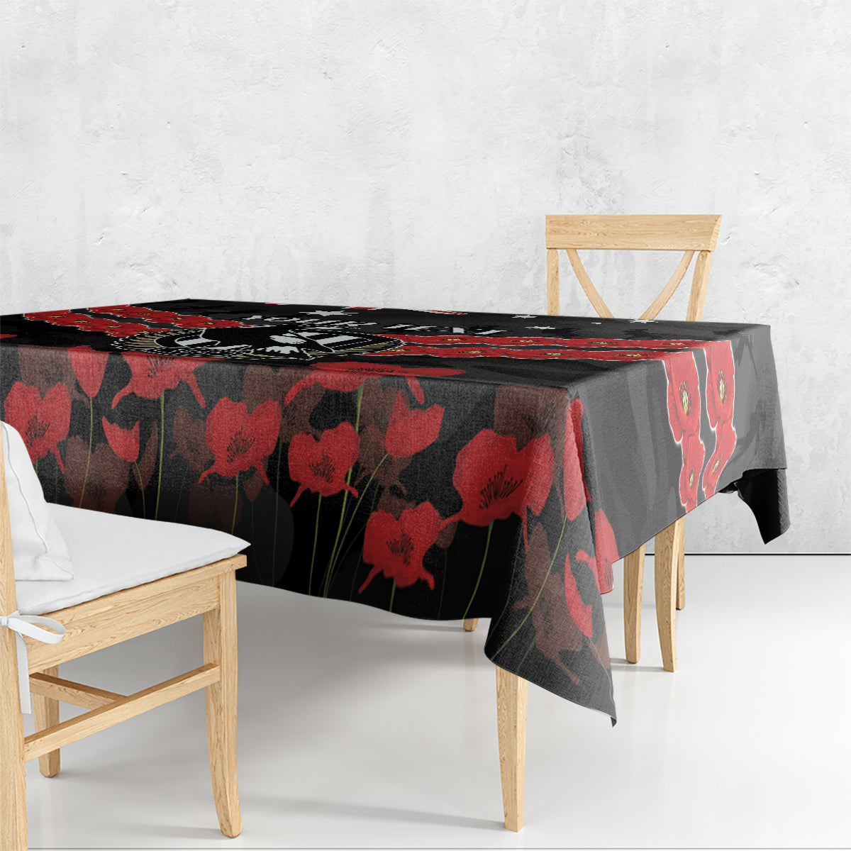 Custom Magpies Football Tablecloth ANZAC Lest We Forget