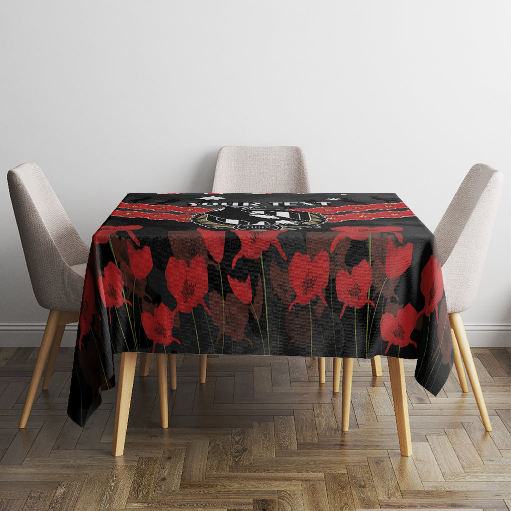 Custom Magpies Football Tablecloth ANZAC Lest We Forget