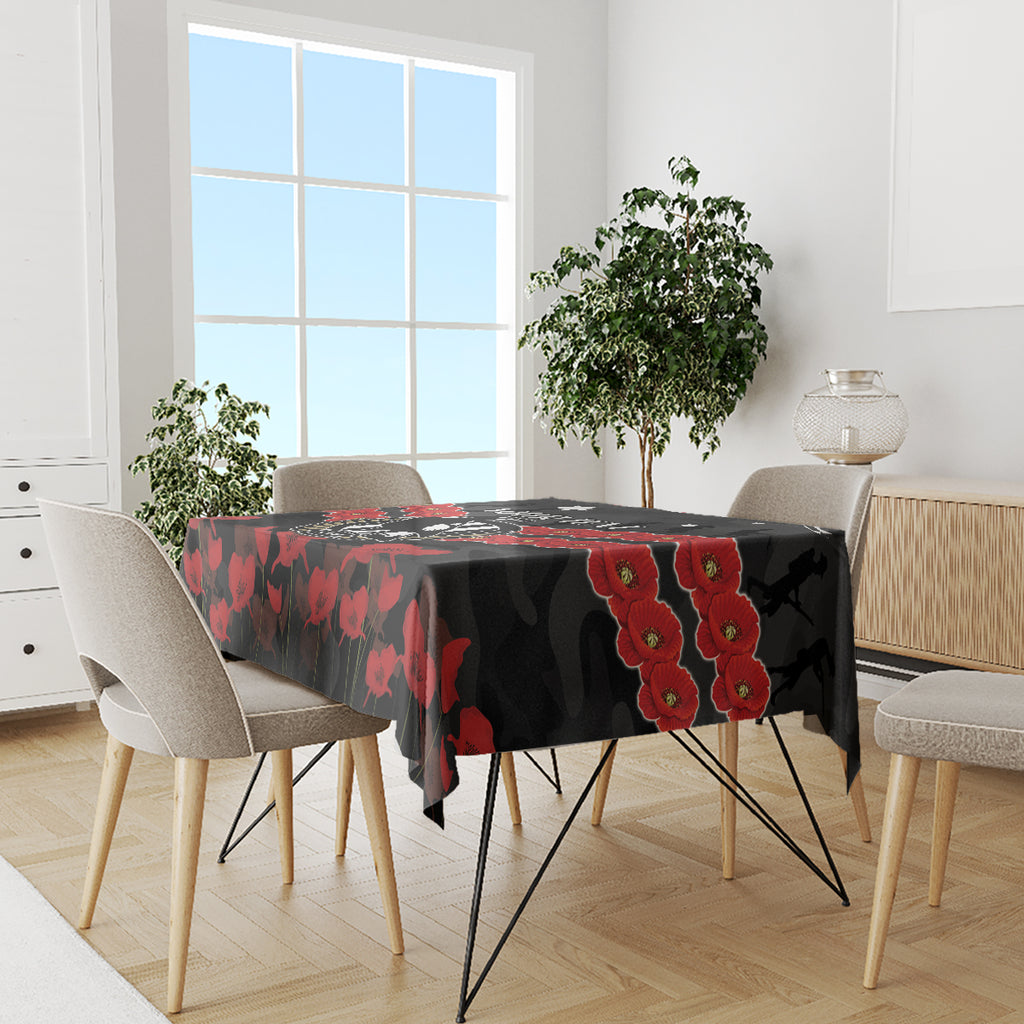 Custom Magpies Football Tablecloth ANZAC Lest We Forget