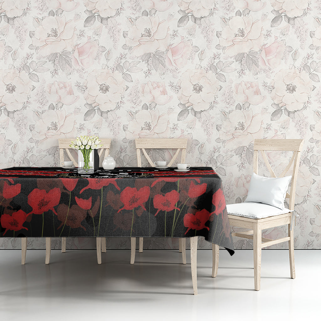 Custom Magpies Football Tablecloth ANZAC Lest We Forget