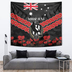 Custom Magpies Football Tapestry ANZAC Lest We Forget
