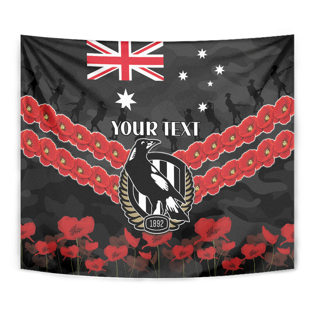 Custom Magpies Football Tapestry ANZAC Lest We Forget