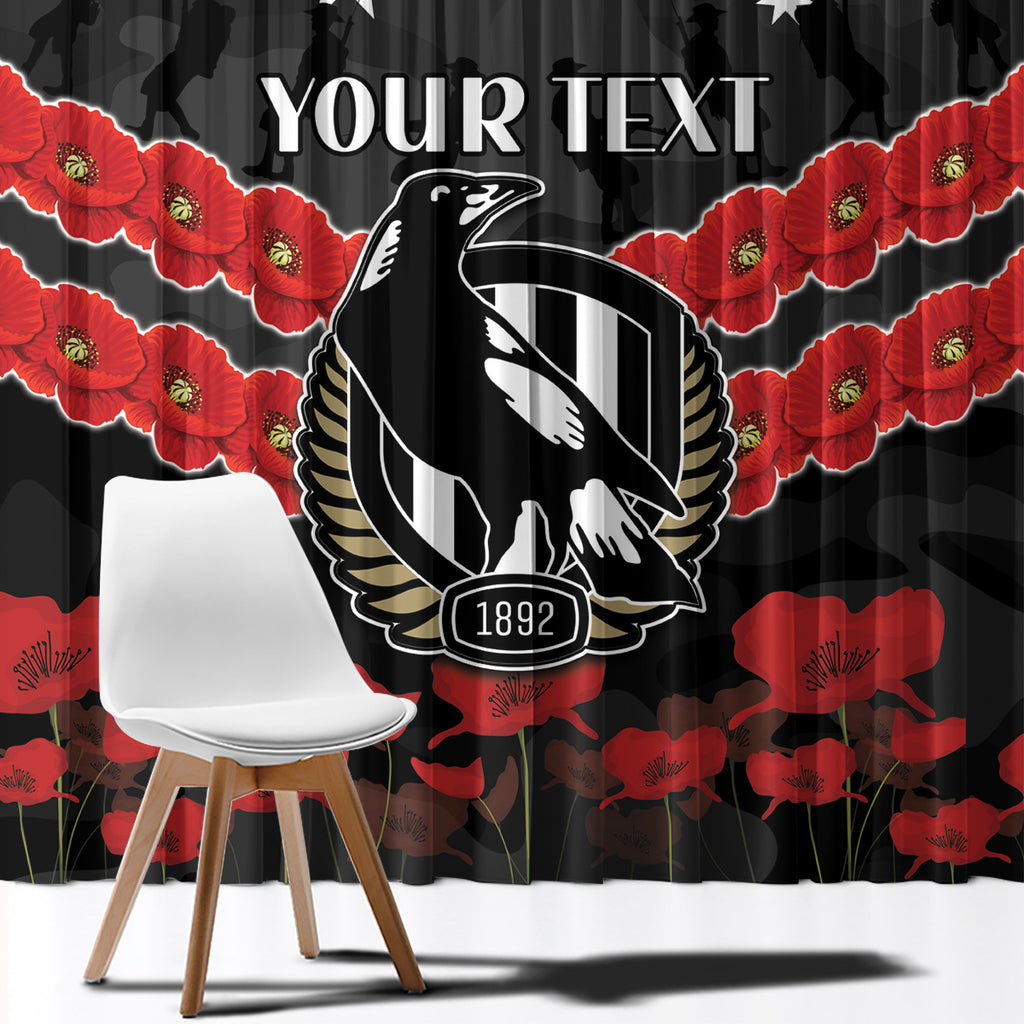 Custom Magpies Football Window Curtain ANZAC Lest We Forget