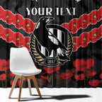 Custom Magpies Football Window Curtain ANZAC Lest We Forget