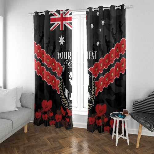 Custom Magpies Football Window Curtain ANZAC Lest We Forget