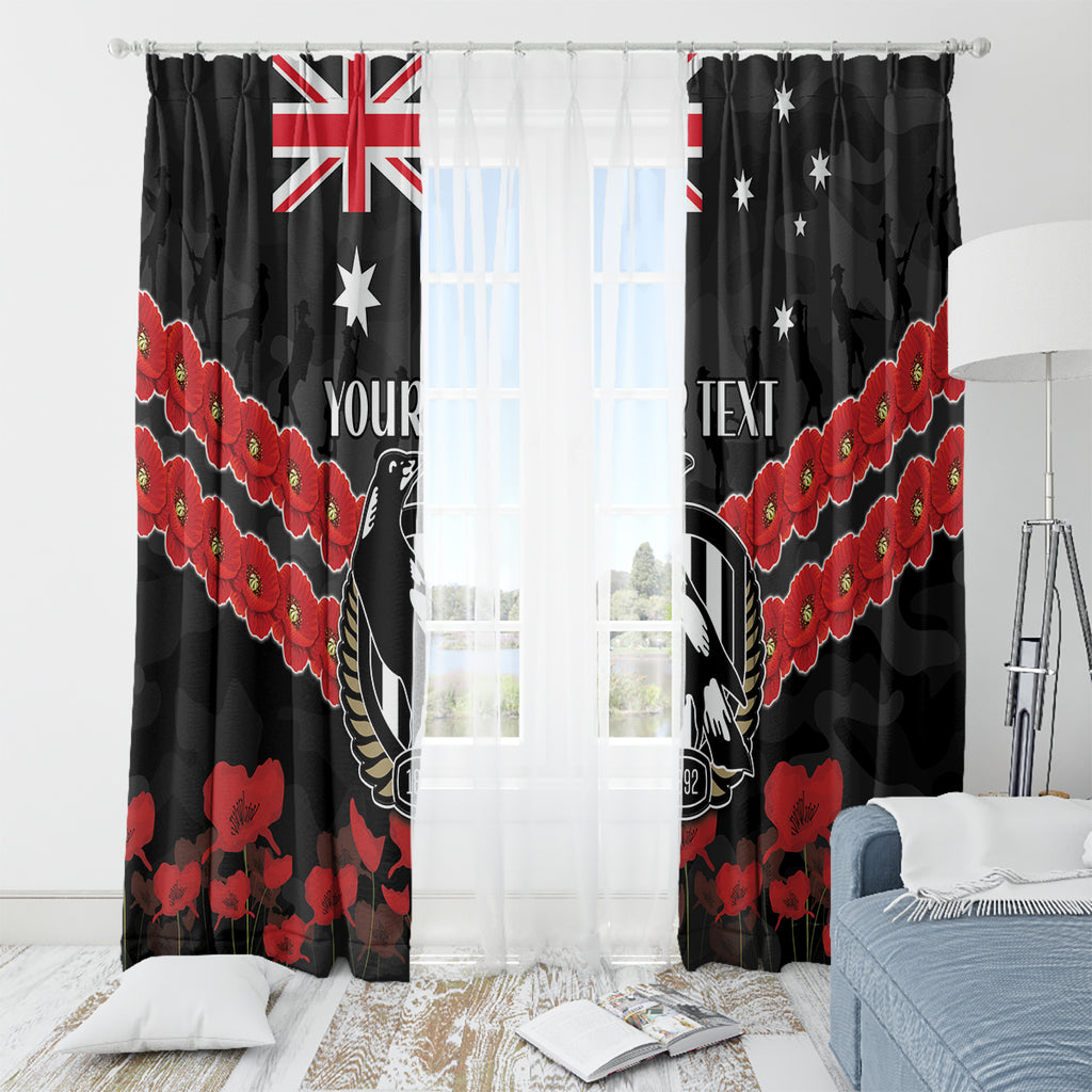 Custom Magpies Football Window Curtain ANZAC Lest We Forget