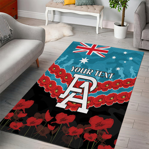 Custom Port Adelaide Power Football Area Rug ANZAC Lest We Forget