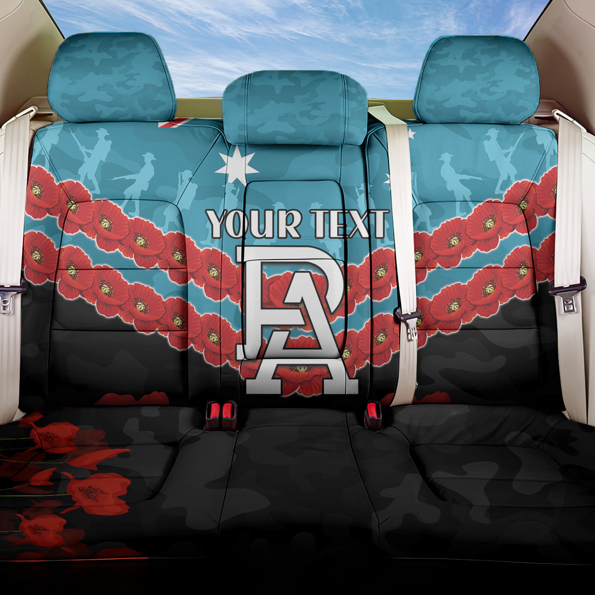 Custom Port Adelaide Power Football Back Car Seat Cover ANZAC Lest We Forget
