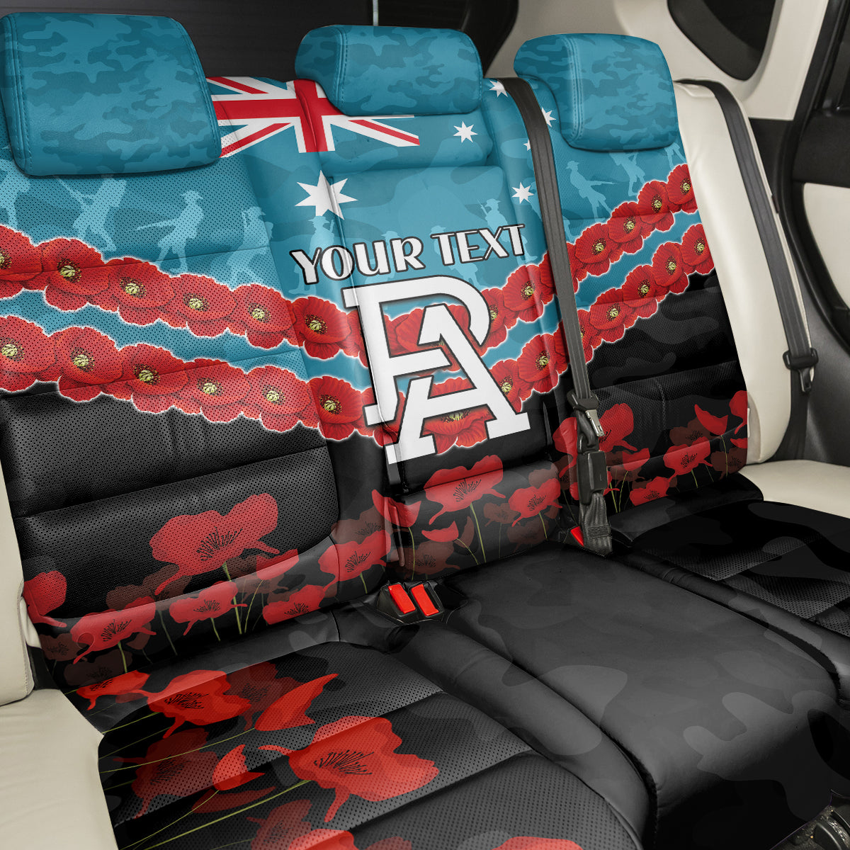 Custom Port Adelaide Power Football Back Car Seat Cover ANZAC Lest We Forget