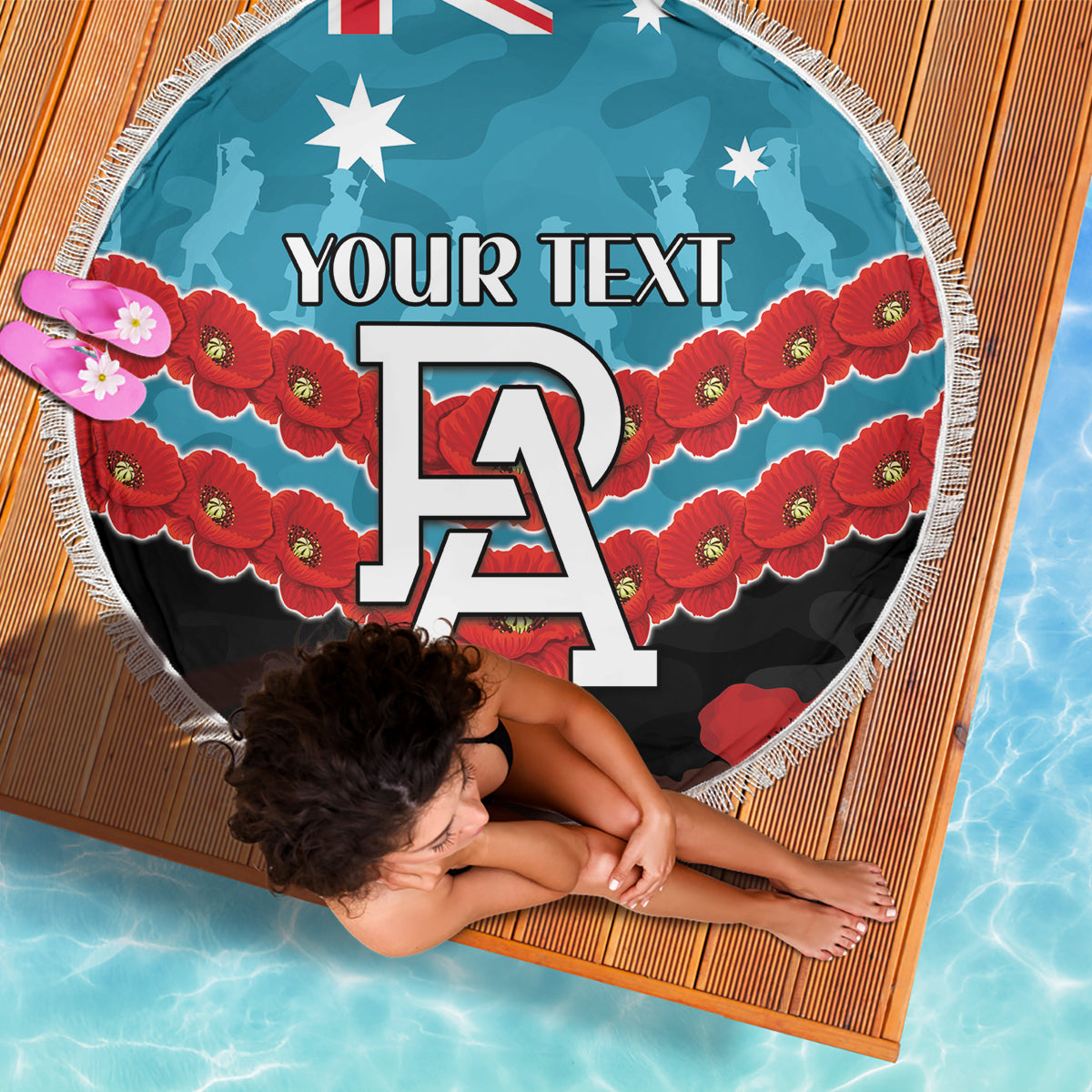 Custom Port Adelaide Power Football Beach Blanket ANZAC Lest We Forget
