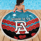 Custom Port Adelaide Power Football Beach Blanket ANZAC Lest We Forget