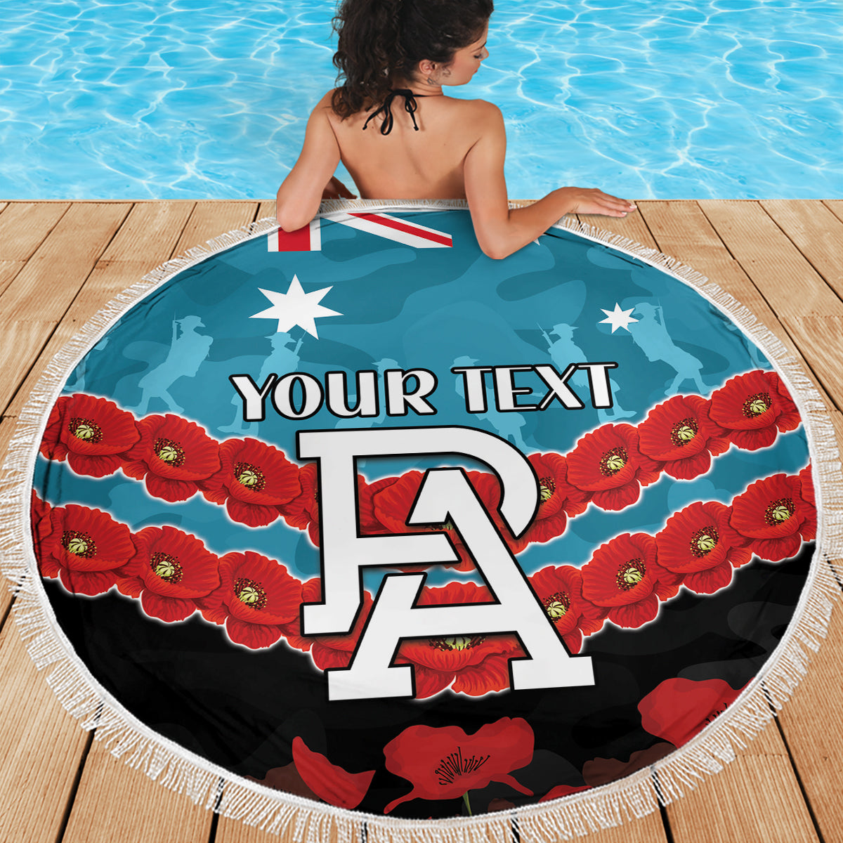 Custom Port Adelaide Power Football Beach Blanket ANZAC Lest We Forget